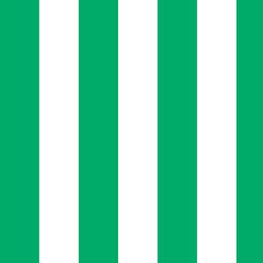 Large Jade Green Awning Stripe Pattern Vertical in White
