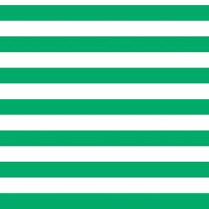 Jade Green Awning Stripe Pattern Horizontal in White