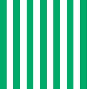 Jade Green Awning Stripe Pattern Vertical in White