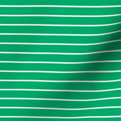 Jade Green Pin Stripe Pattern Horizontal in White
