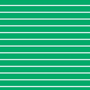 Jade Green Pin Stripe Pattern Horizontal in White