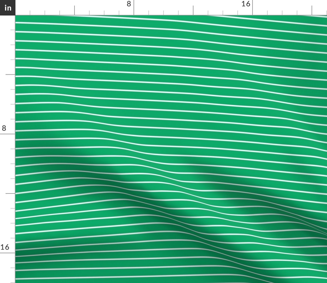 Jade Green Pin Stripe Pattern Horizontal in White