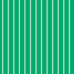 Jade Green Pin Stripe Pattern Vertical in White