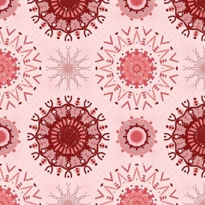 Large Scale - Boho Mandalas 4 in Strawberry Theme - Red to Pink