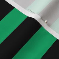 Large Jade Green Awning Stripe Pattern Horizontal in Black