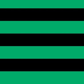 Large Jade Green Awning Stripe Pattern Horizontal in Black