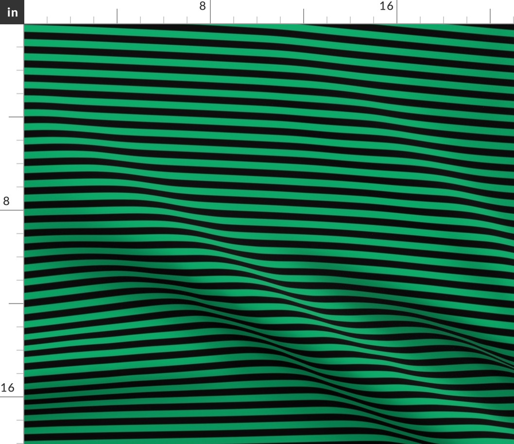 Jade Green Bengal Stripe Pattern Horizontal in Black