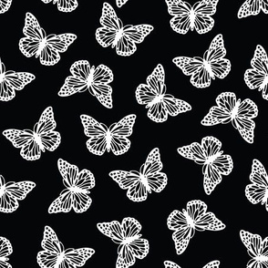 Black Butterflies Fabric, Wallpaper and Home Decor | Spoonflower