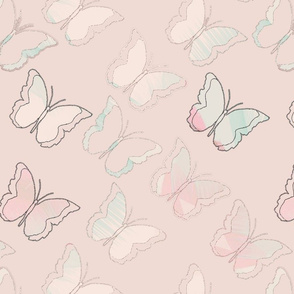 pastel butterflies on peach