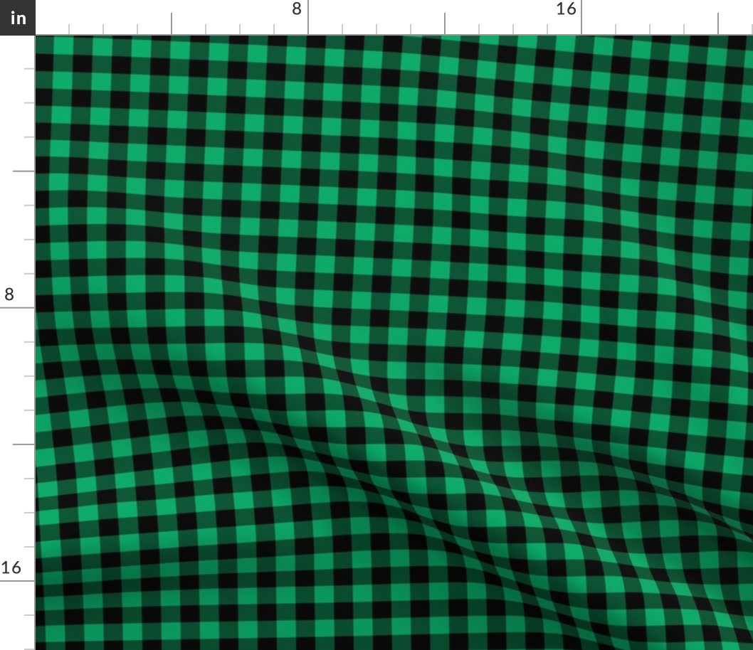 Gingham Pattern - Jade Green and Black