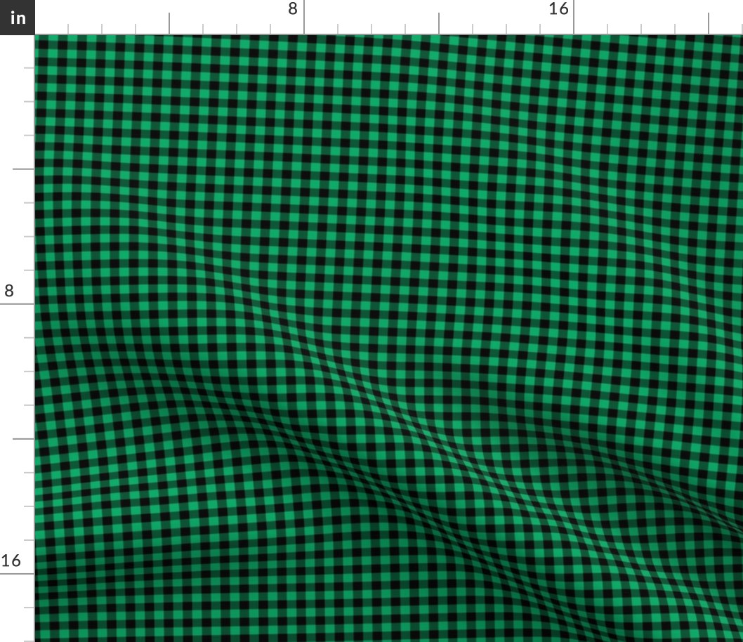 Small Gingham Pattern - Jade Green and Black