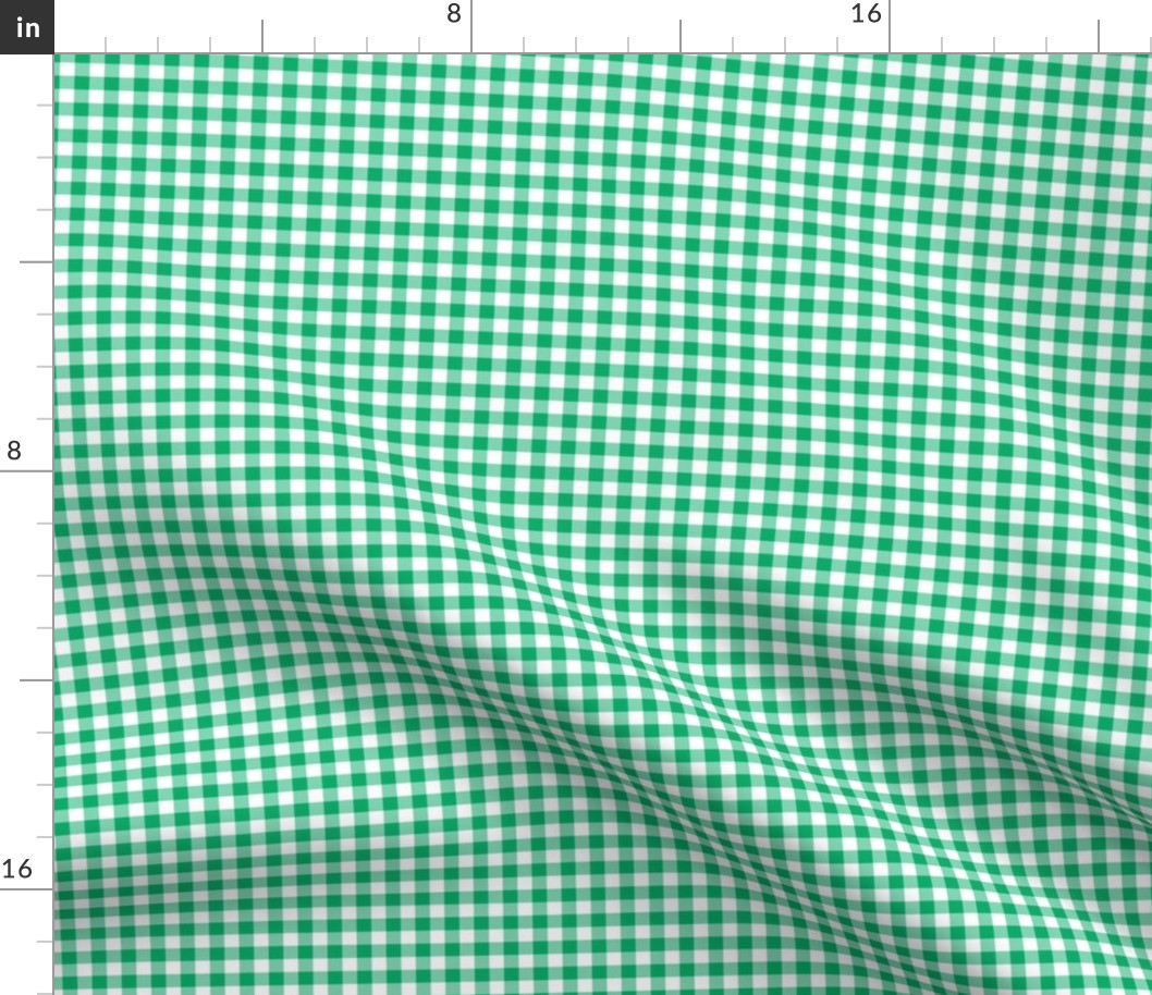 Small Gingham Pattern - Jade Green and White