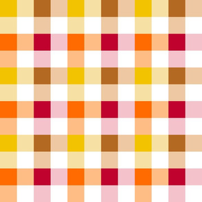 Non-Directional - Plain Gingham - Autumn - Yellow - Orange - Red - Brown