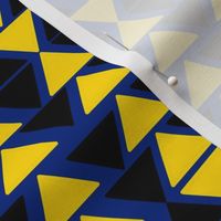 black and yellow triangles on blue