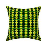 black and yellow triangles on green