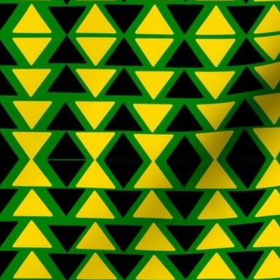 black and yellow triangles on green