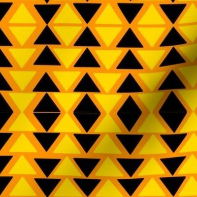 black and yellow triangles on orange