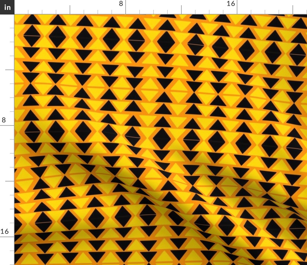 black and yellow triangles on orange