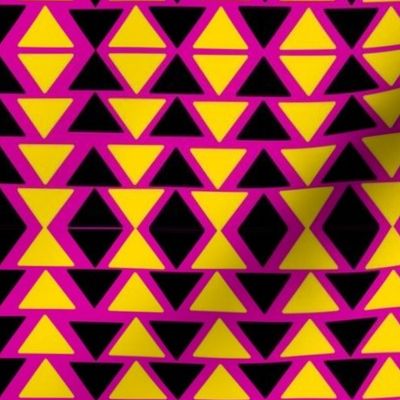 black and yellow triangles on pink