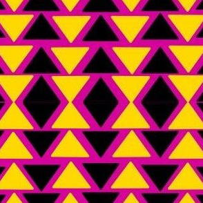 black and yellow triangles on pink