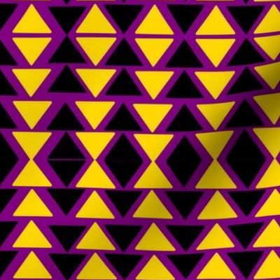 black and yellow triangles on purple