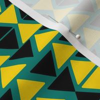black and yellow triangles on teal