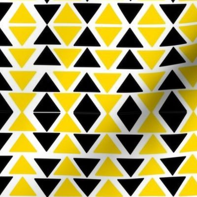 black and yellow triangles on white