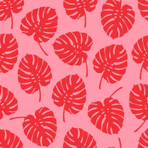 Monstera Red & Pink