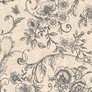 Rococo Toile  Charcoal