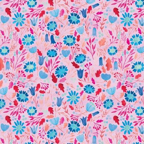 Busy Gouache Floral | Pink, Red, Blue