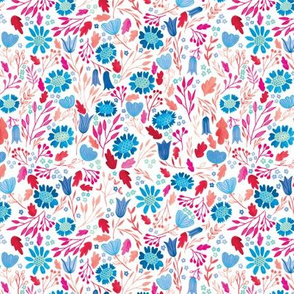 Busy Gouache Floral | Blue, Red, White