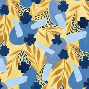 Abstract Jungle | Blue and Ochre