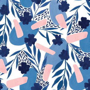 Abstract Jungle | Blue and Pink