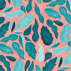 Bright Leaves | Teal and Coral