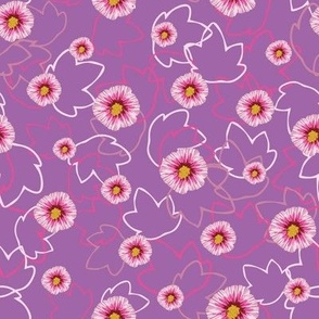 pink hollyhocks on violet by rysunki_malunki