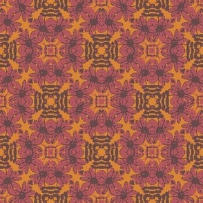 floral ornament in mauve orange and brown by rysunki_malunki