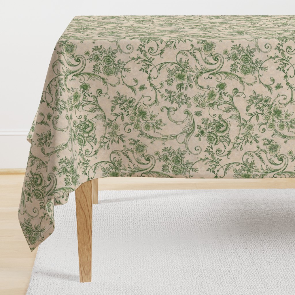 Rococo Toile  Green Petite