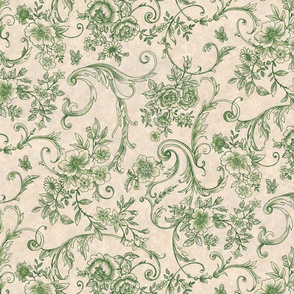 Rococo Toile  Green Petite