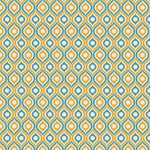 Ogee circles ovals peacock teal yellow cream Small