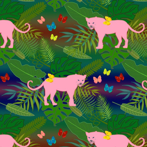 Pink Panthers in Paradise - moonlight rainbow, medium/large 