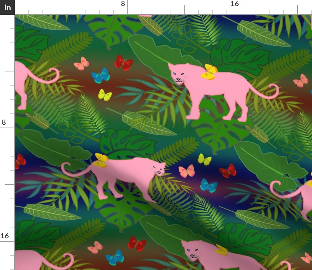 Pink Panthers in Paradise - moonlight rainbow, medium/large 
