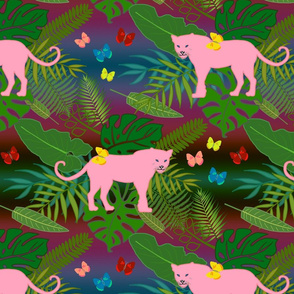 Pink Panthers in Paradise - twilight rainbow, medium/large 