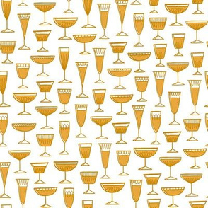 Midcentury Champagne Glasses in Gold on White - Small