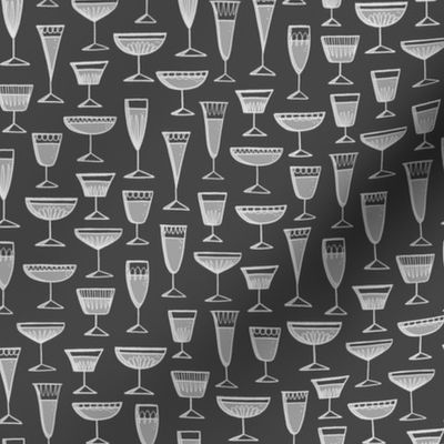 Midcentury Champagne Glasses in Greyscale - Small