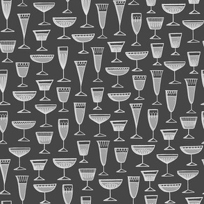 Midcentury Champagne Glasses in Greyscale - Small