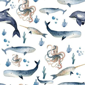 watercolor whales