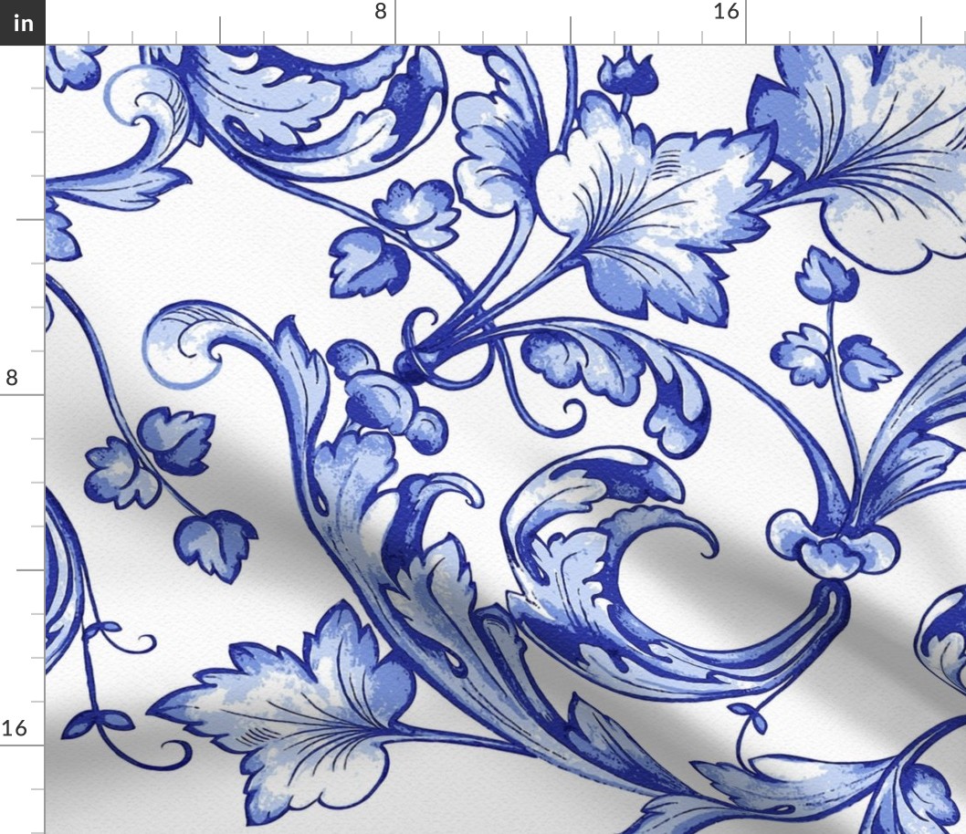 Baroque Decorative Indigo Floral Design-100462