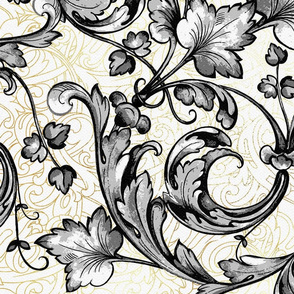 Baroque Decorative Black Swirls Design -100467
