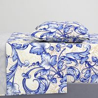 Baroque Decorative Blue Floral with Gold Pattern -100463