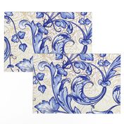 Baroque Decorative Blue Floral with Gold Pattern -100463